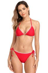 Triangle Halter Padded Bikini Set Tie Swimwear-7250