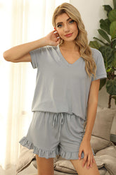 Womens Pajamas Short Sets V-Neck Short Sleepwear-AL5001