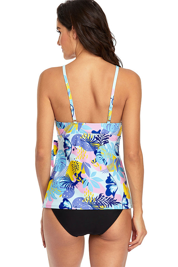 Women Swimwear Brushstroke Tankini Top & Bottoms-4113