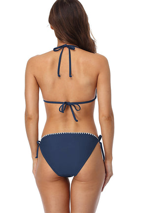 Triangle Halter Padded Bikini Set Tie Swimwear-7250