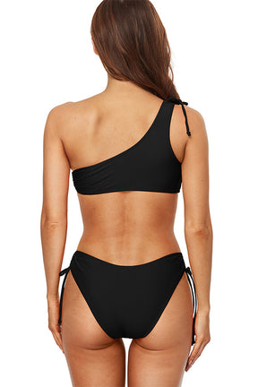 One Shoulder Sexy Bowknot Halter Bikini Swimsuit-7450