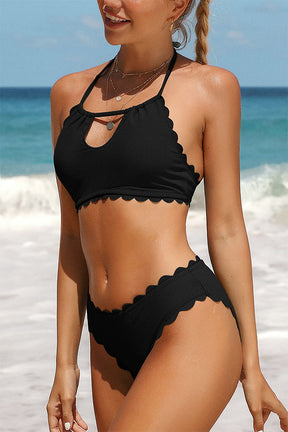 Womens High Neck Bikini Two Piece Padded Swimsuit-7661