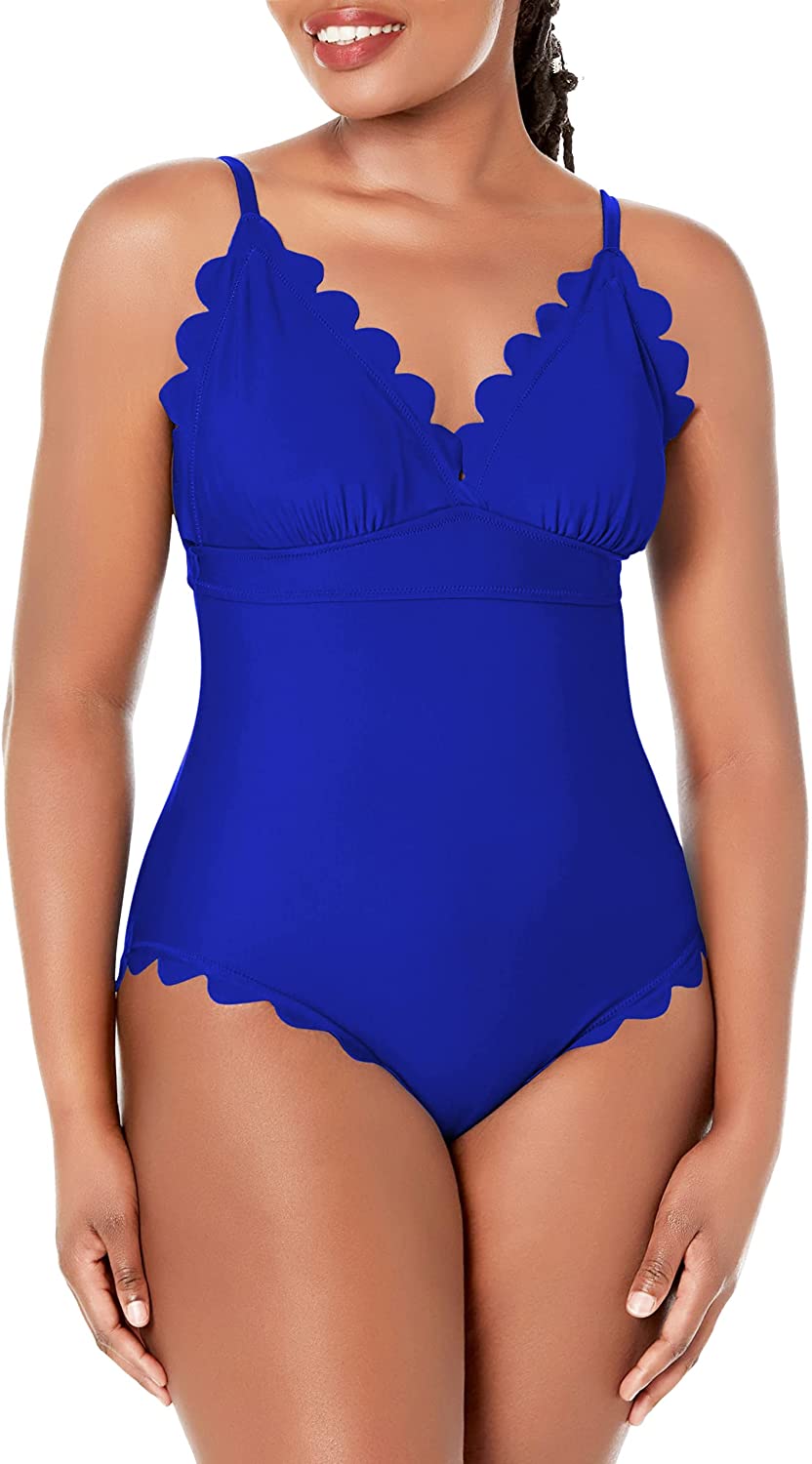 Scalloped Padded High Cut One Piece Swimsuits-1336