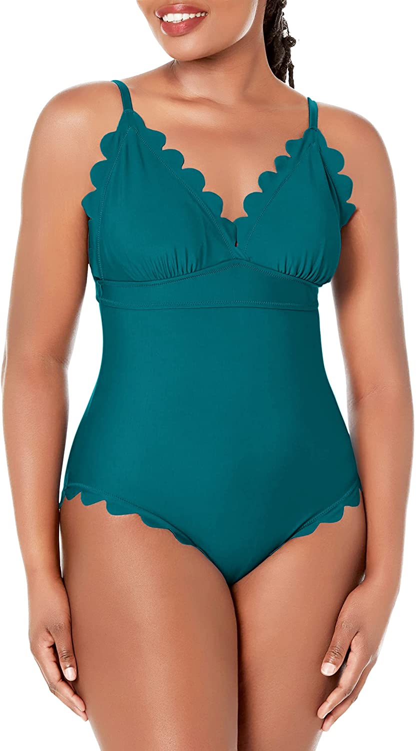 Scalloped Padded High Cut One Piece Swimsuits-1336