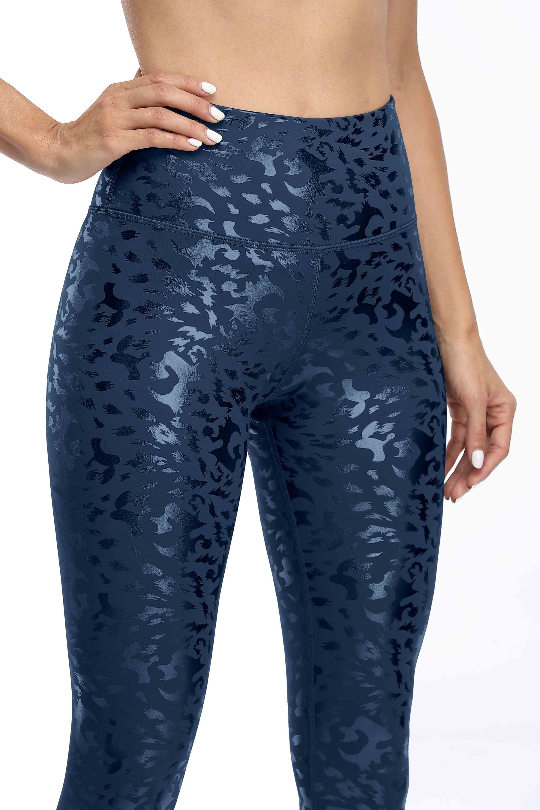 Metallic Printed Workout Yoga Leggings With Pocket-2257